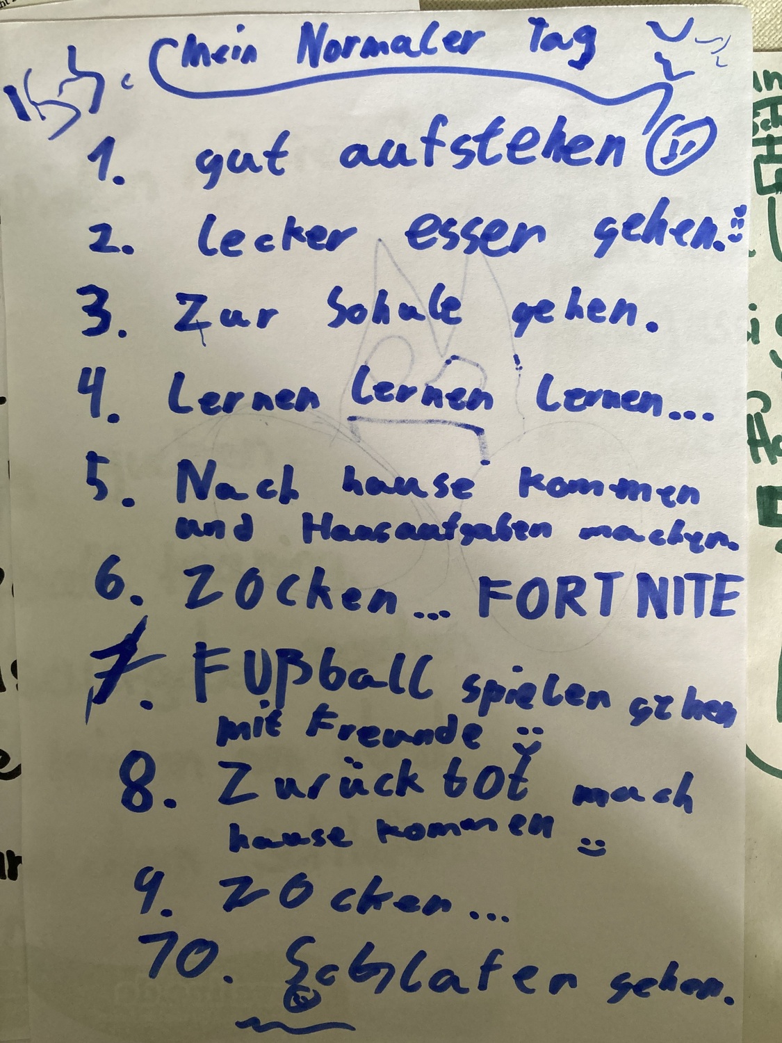 Mein ganz normaler Tag - Liste